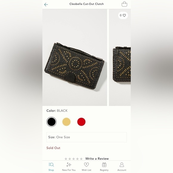 CLEOBELLA Anthropologie Cut-Out Black Leather Boho Clutch - Picture 3 of 11